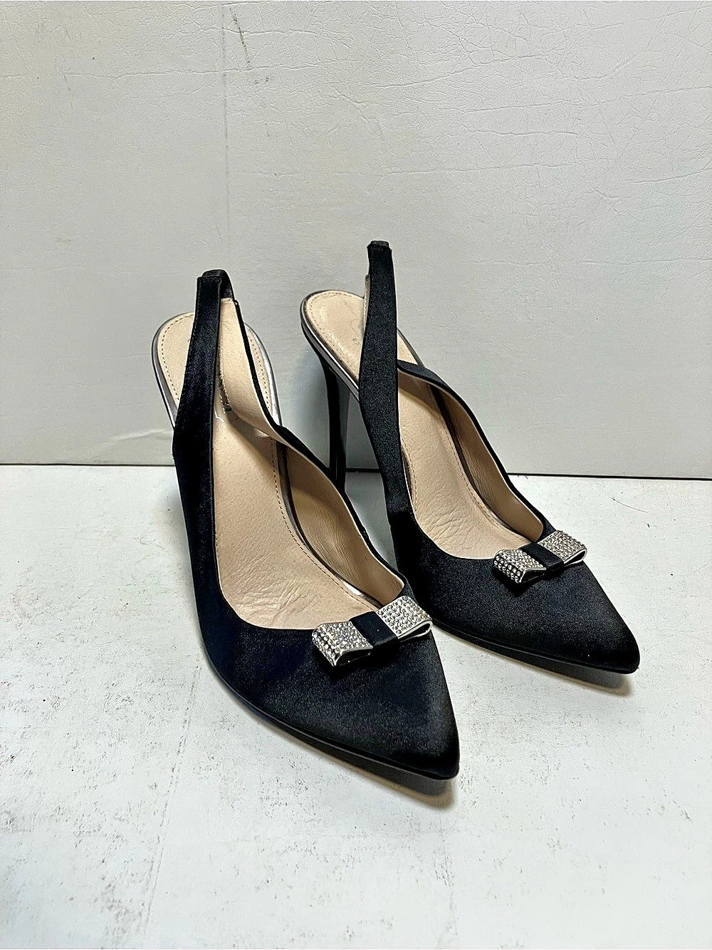 Coach Bow Slingback Heel Rhinestone Bow Heels Black US 6.5 B